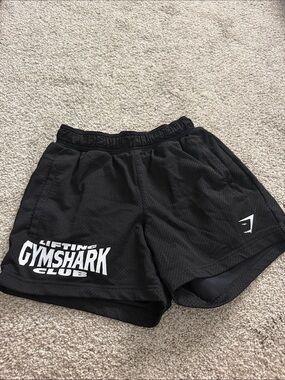 Gymshark Black Mesh Lifting Shorts with White Logo